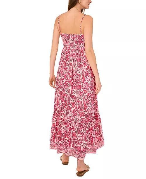 1.STATE Printed Sleeveless Maxi Dress White/Red S NWT $139