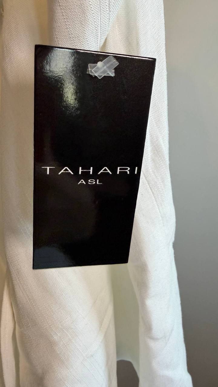 Tahari ASL Women’s Linen‑Blend Button‑Front Tank Vest White 16 $74 NWT