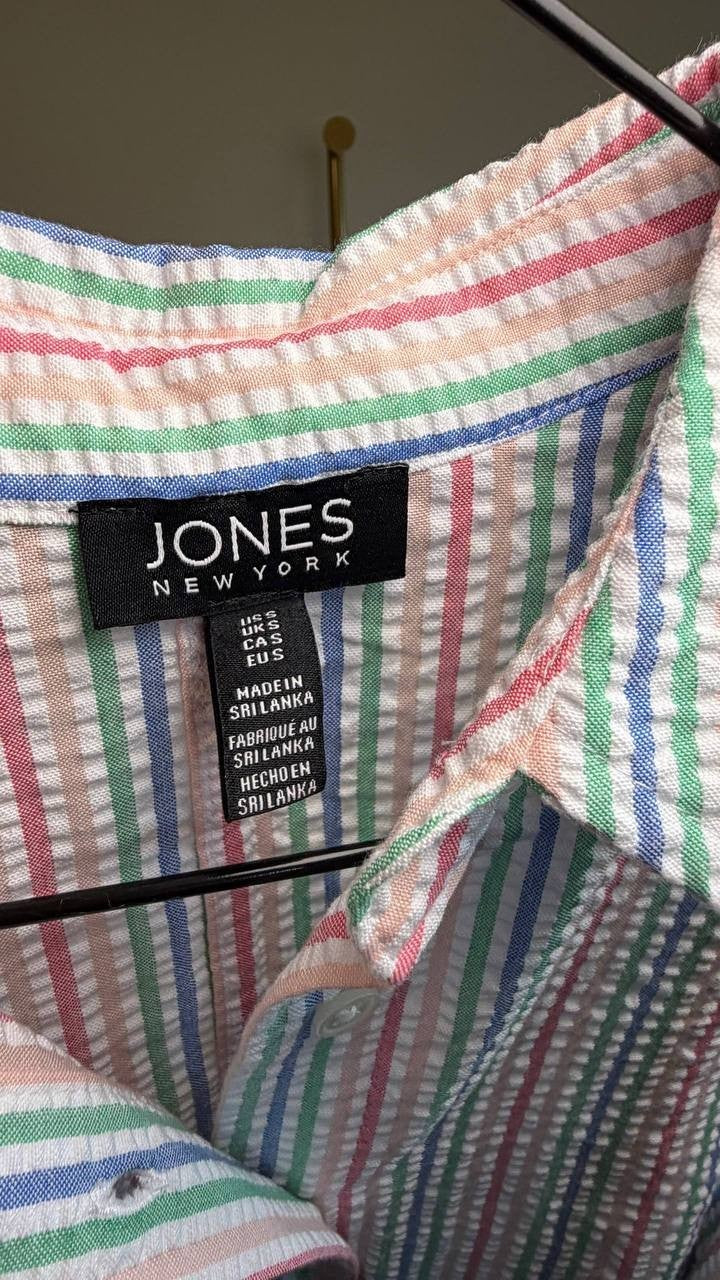 Jones New York Striped Sleeveless Midi Shirtdress White Multi S NWT $119.50
