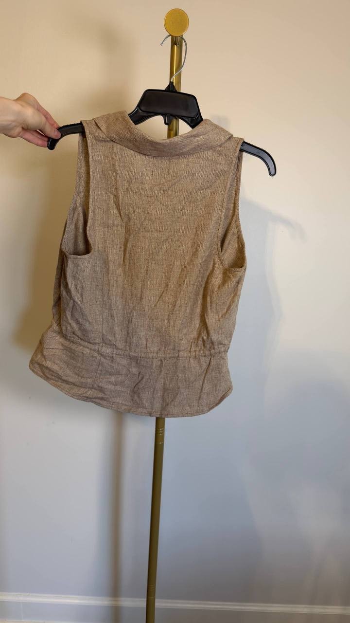NIC+ZOE Cotton Linen Drawstring Vest Brown Mix XL NWT $128