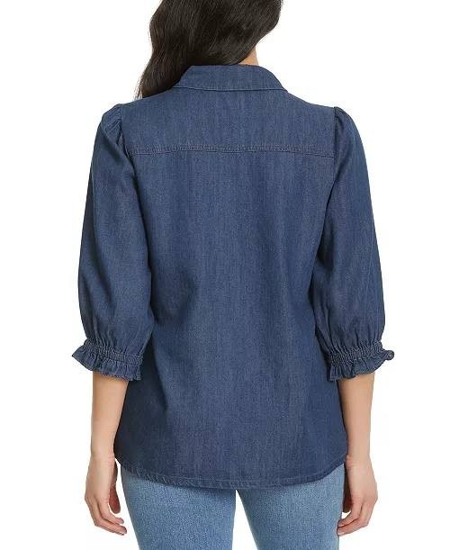 Gloria  Vanderbilt  Women’s  Puff‑Sleeve  Denim  Shirt  Lubbock  M  NWT  $50 