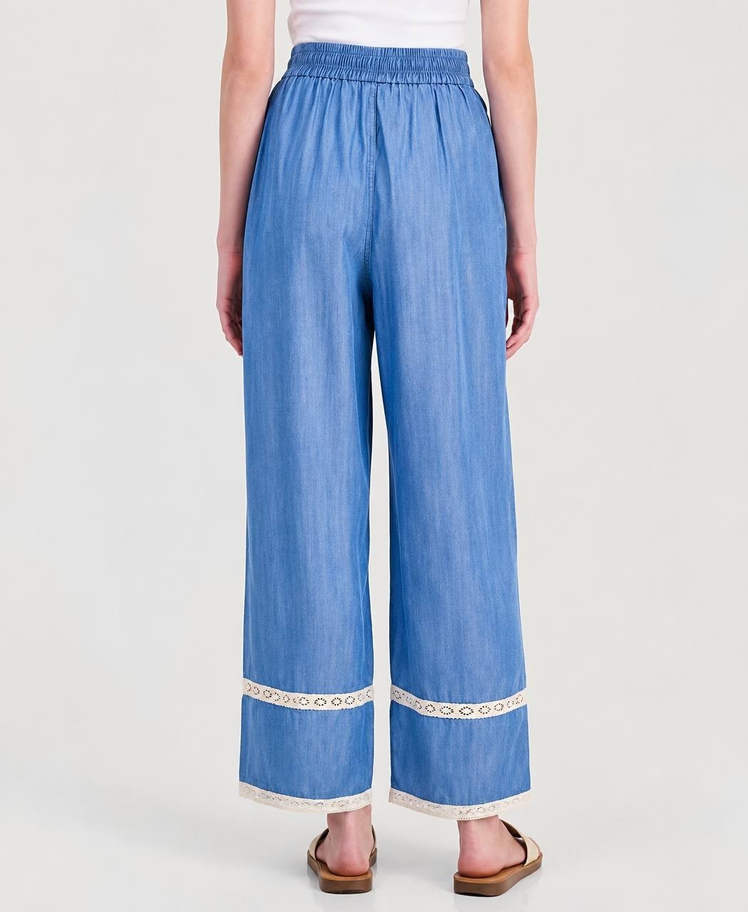 And Now This Chambray Lace-Trim Wide-Leg Pants Drawstring PS NWT $59.50