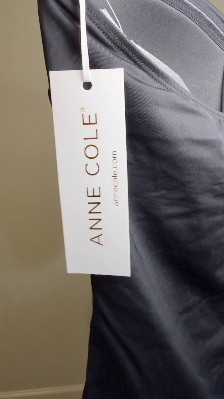 Anne Cole Twist Front Shirred Bandeau One Piece Swimsuit Black 10 NWT $88