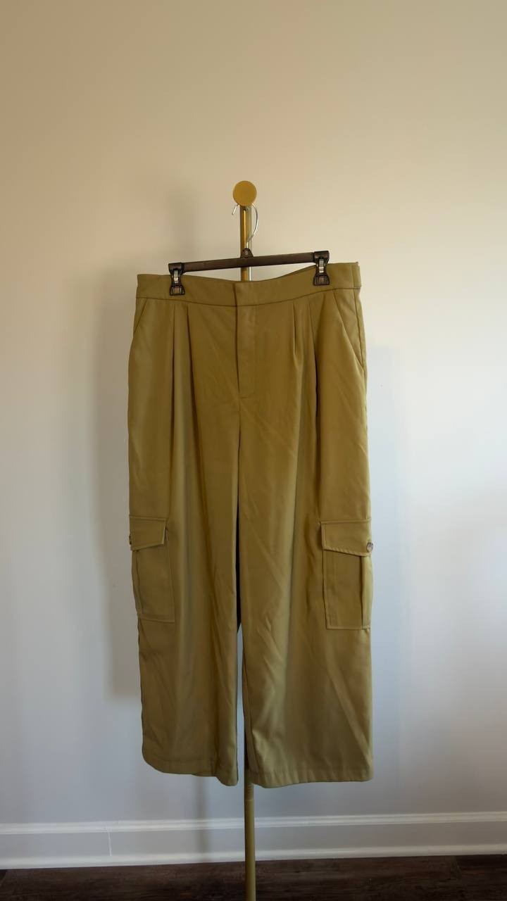 Avec Les Filles Barrel-Leg Cargo Pants Beige 14 NWOT $99