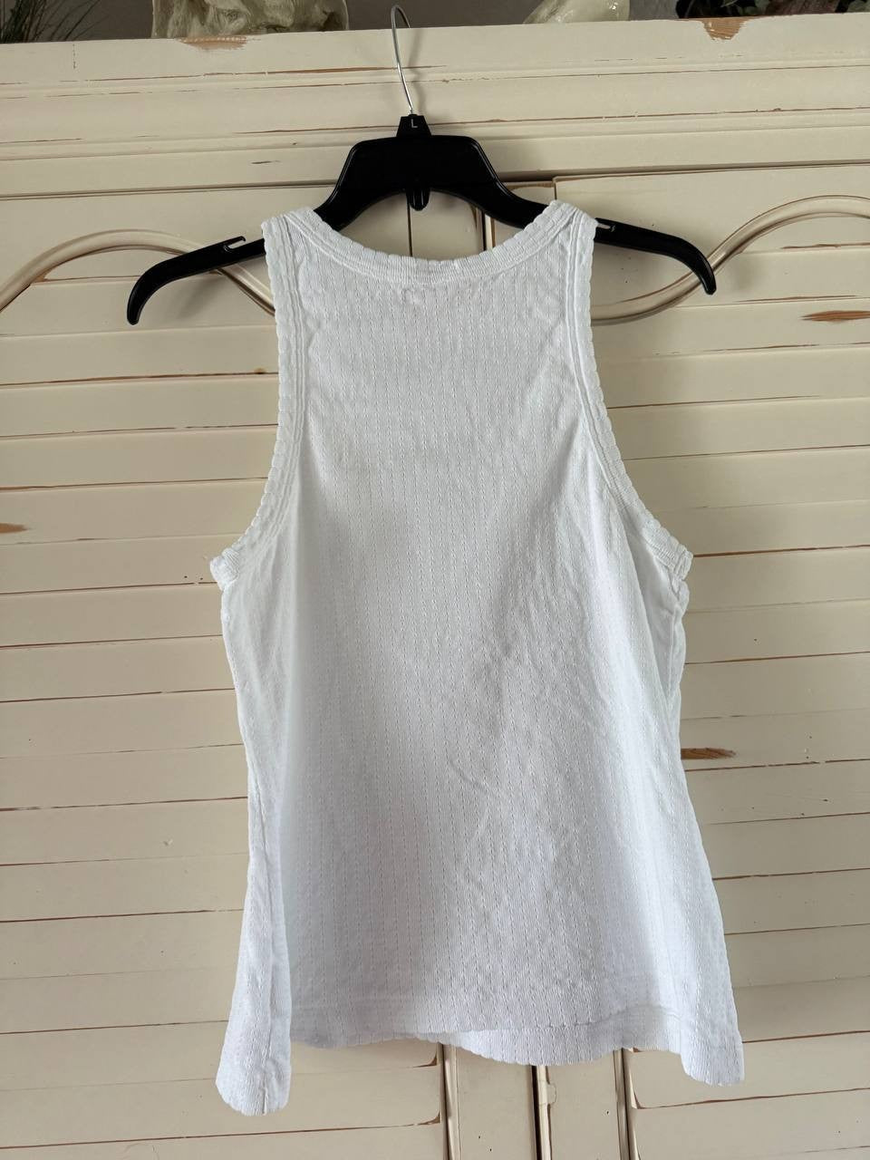 MOTHER Chin Up Tank White - Used with Flaw, Racerback, 100% Cotton, Size L