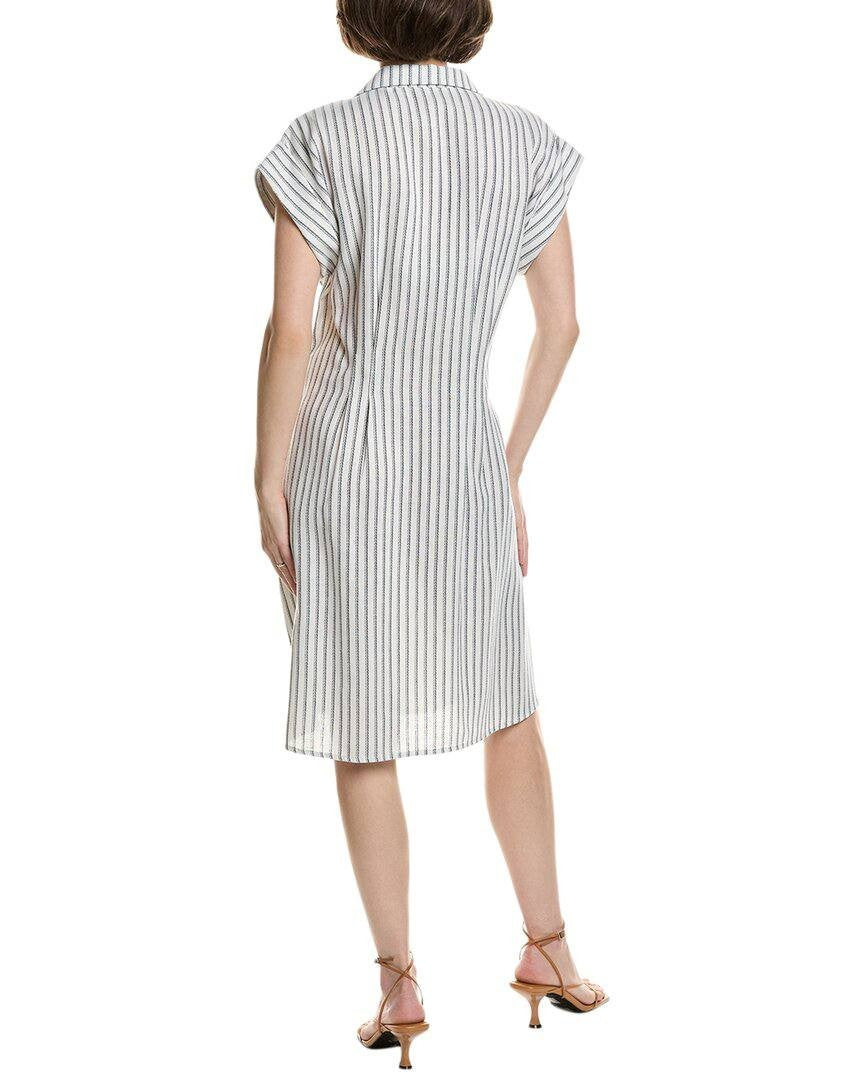 Julia Jordan Women’s Pleated Linen‑Blend Mini Shirt Dress Stripe XL $129 NWT