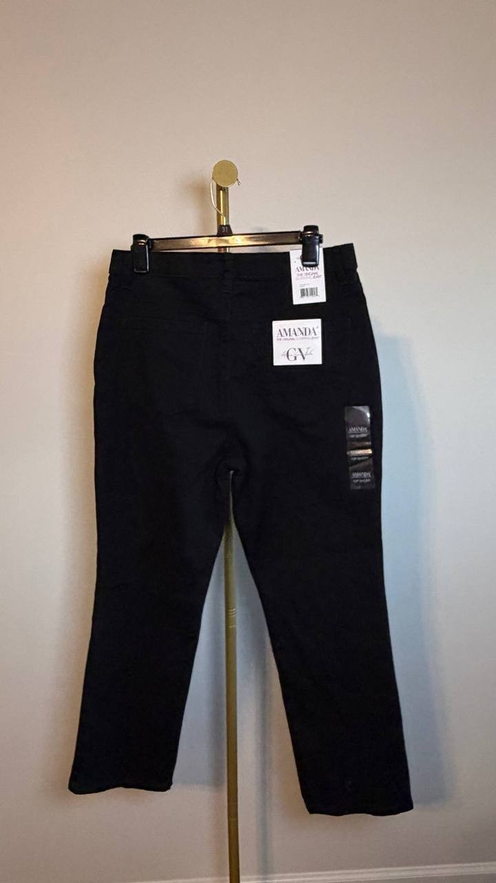 Gloria Vanderbilt Amanda Slimming Stretch Jeans Black 12PS NWT $52