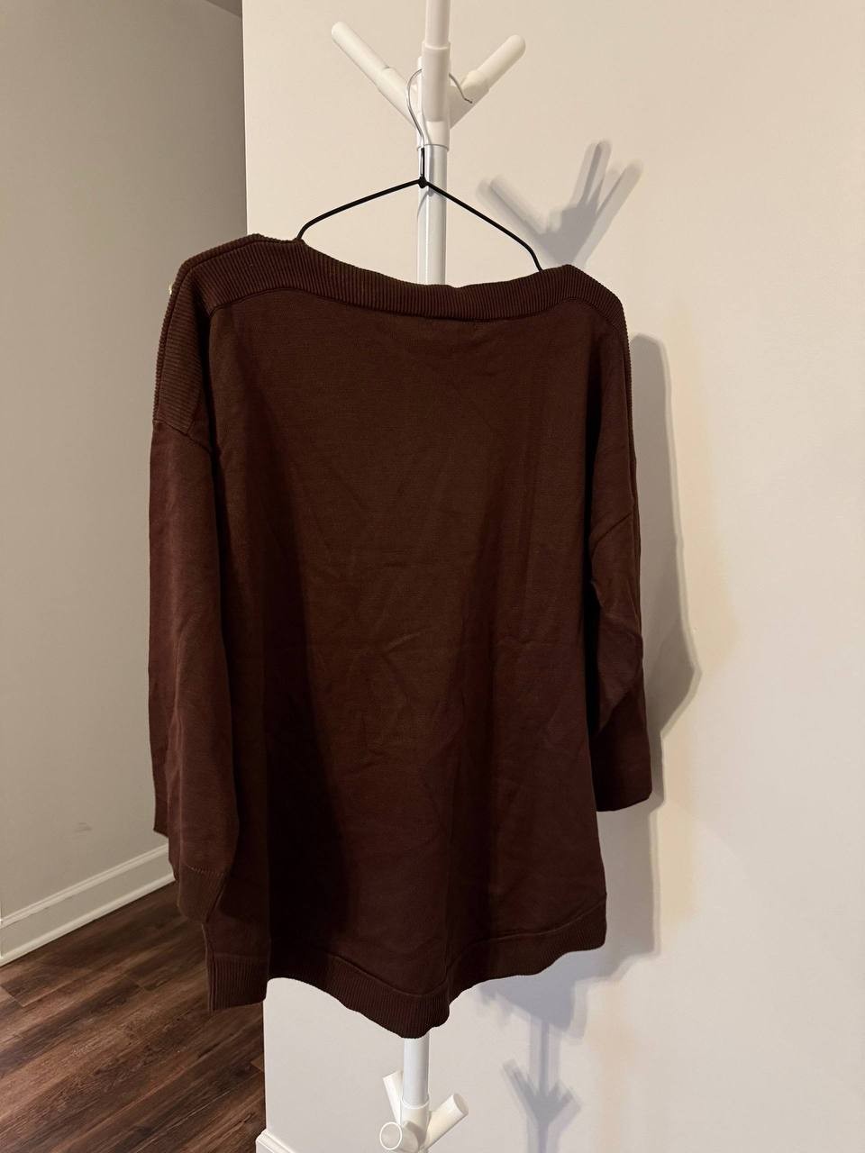 Melissa Paige Button‑Sleeve Boat‑Neck Sweater – Chicory Coffee – XL– NWT–$46.50