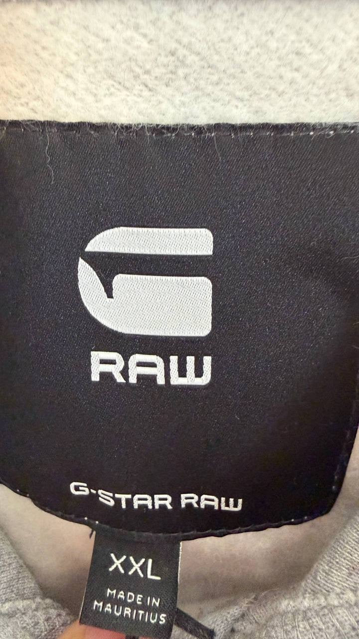 G‑Star RAW Men’s Distressed Originals Regular‑Fit Logo Fleece Hoodie Grey XXL