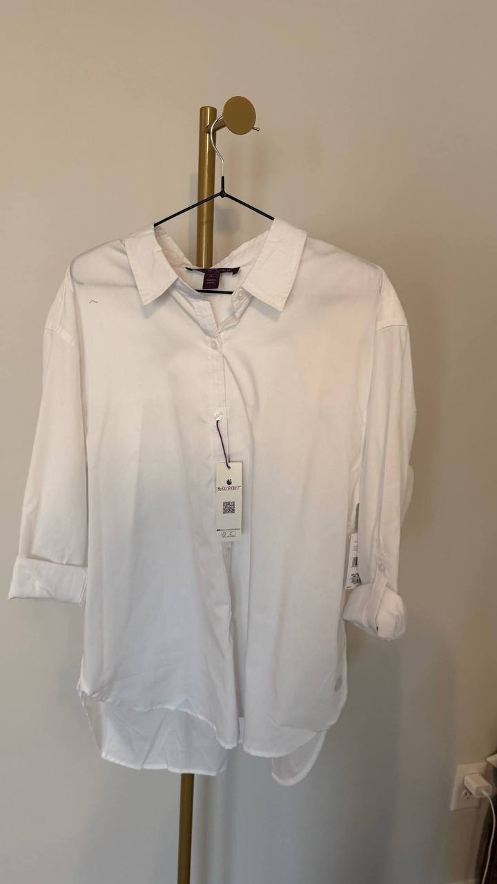 Gloria Vanderbilt Amanda Shirt L NWT White Button‑Front Top msrp$50