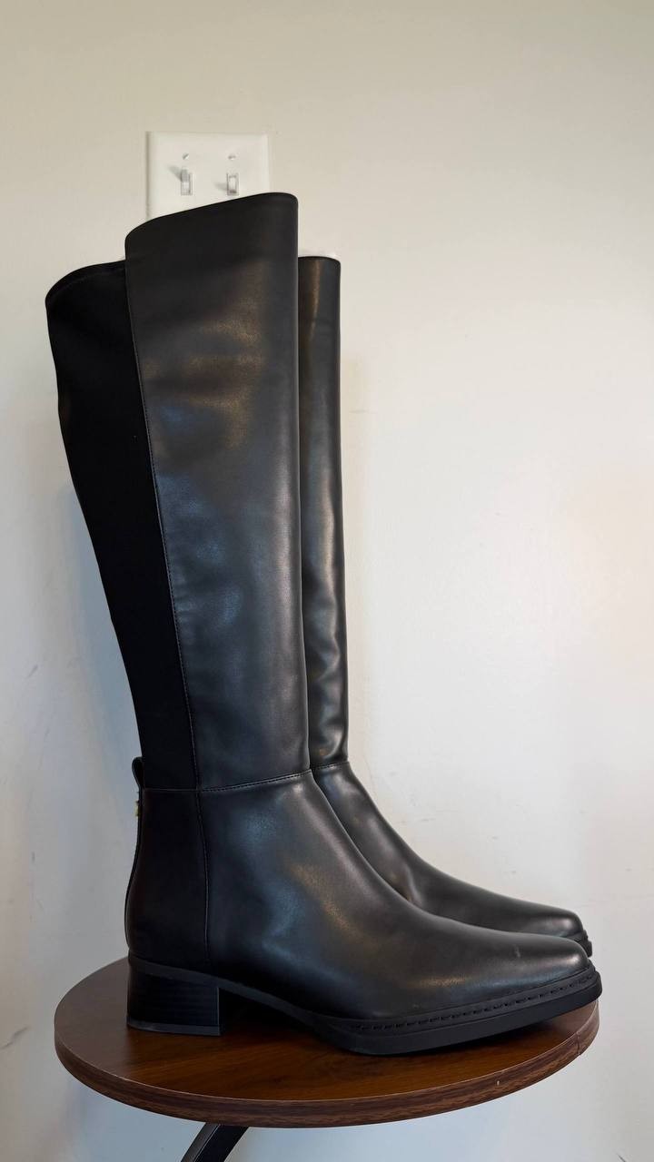 Michael Kors Lex Women’s Block Heel Boots Black 9.5WS Polyester $175 NWB