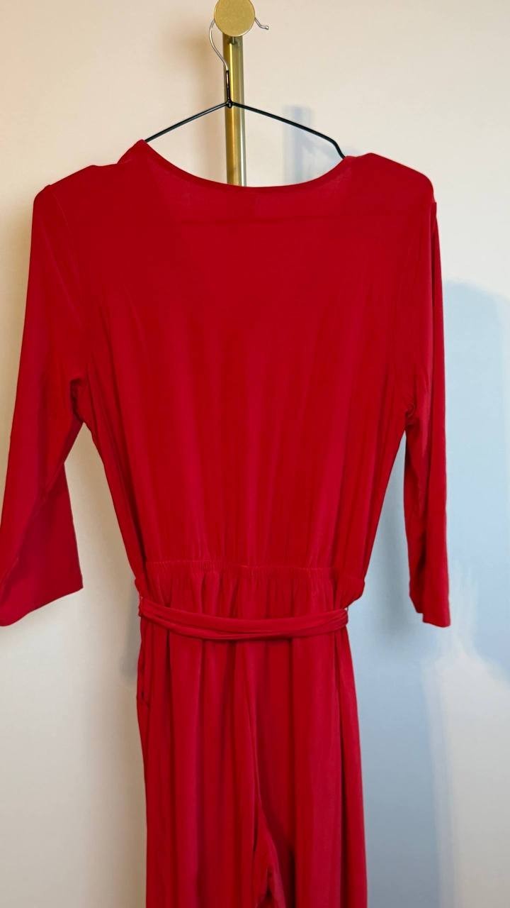 NY Collection Plus Surplice Jumpsuit Red PM NWT $66