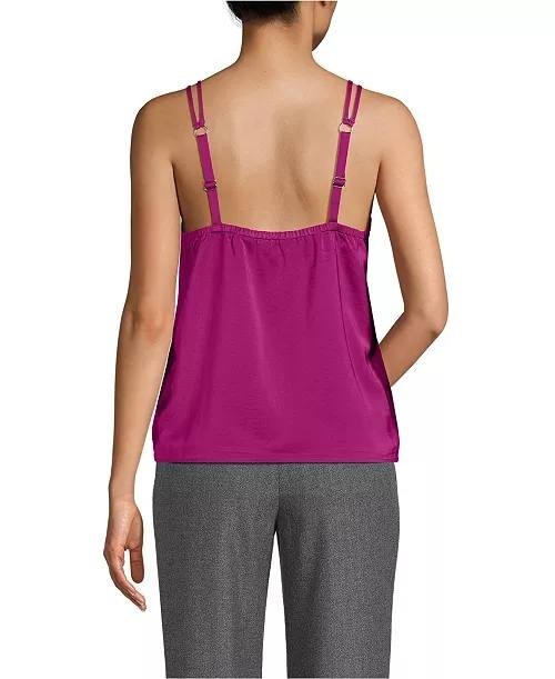 Lands’ End Satin V-Neck Camisole Vivid Berry Pink S $60