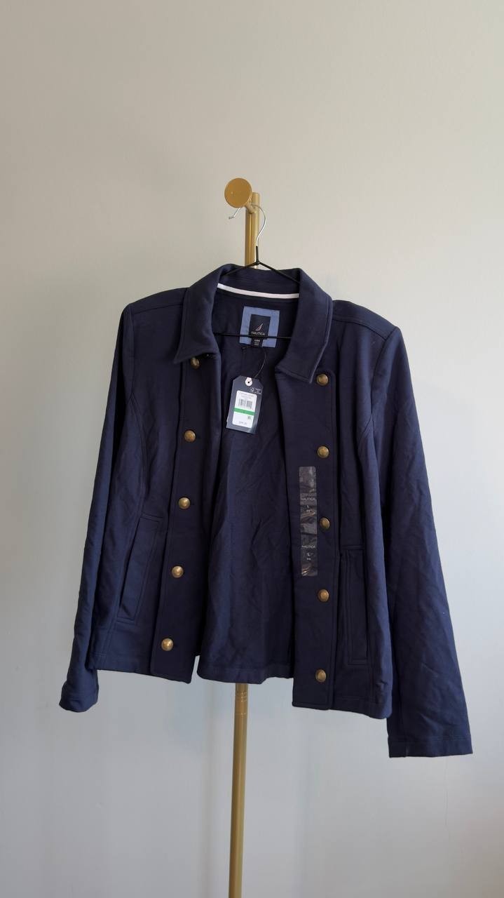 Nautica Open‑Front Captain’s Jacket Navy L NWT $99.50