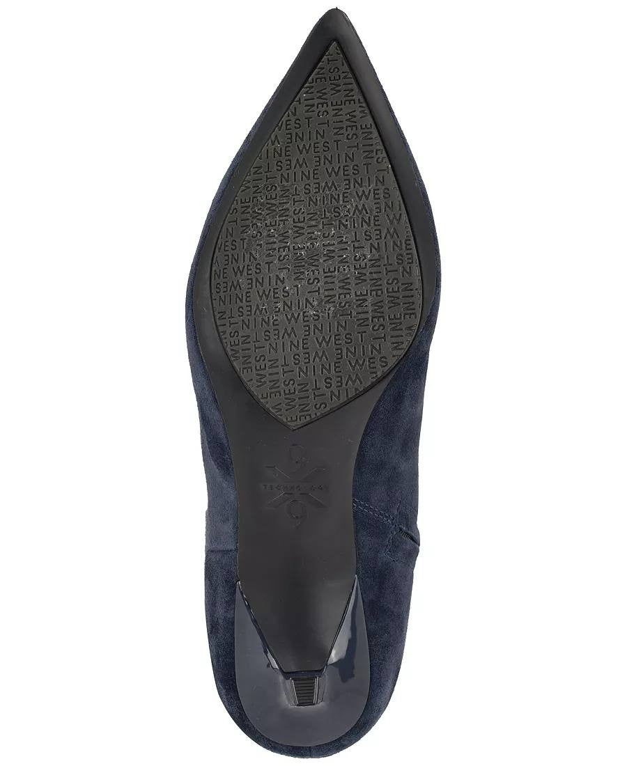 Nine West Kimdee Boots 7.5M Dark Blue Suede Tall Stiletto Dress NIB msrp$269