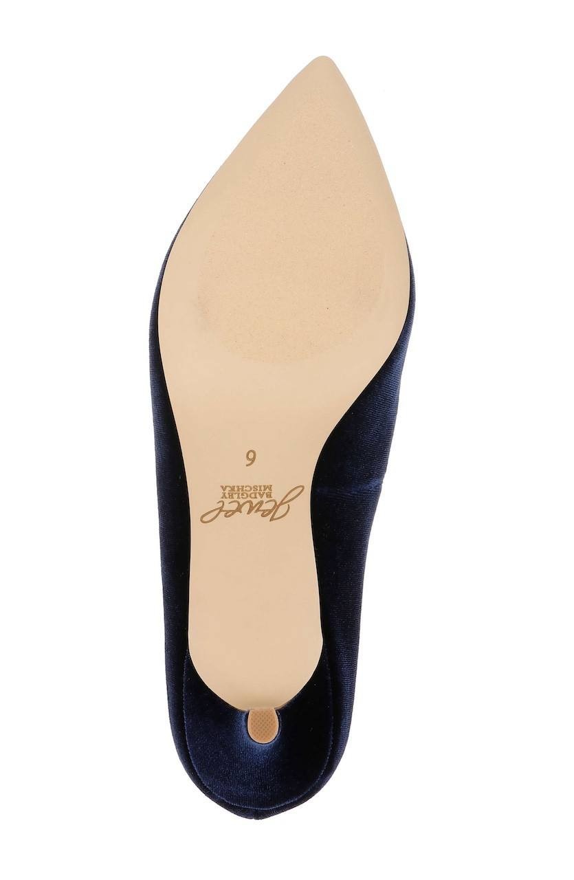 Jewel Badgley Mischka Enola Velvet Kitten Heel Pumps Navy Women’s 8 NWB $99