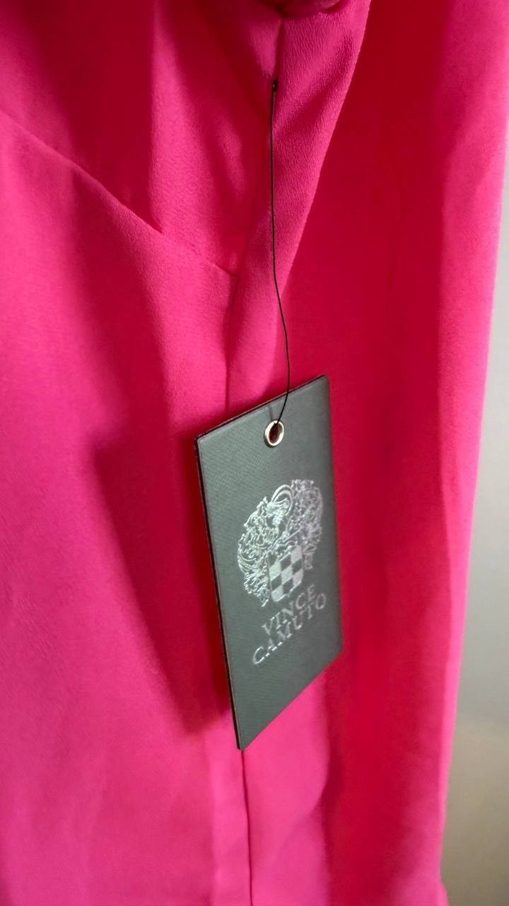 Vince Camuto Plus Size Lace‑Up Short‑Sleeve Top Pink 2X $79 NWT