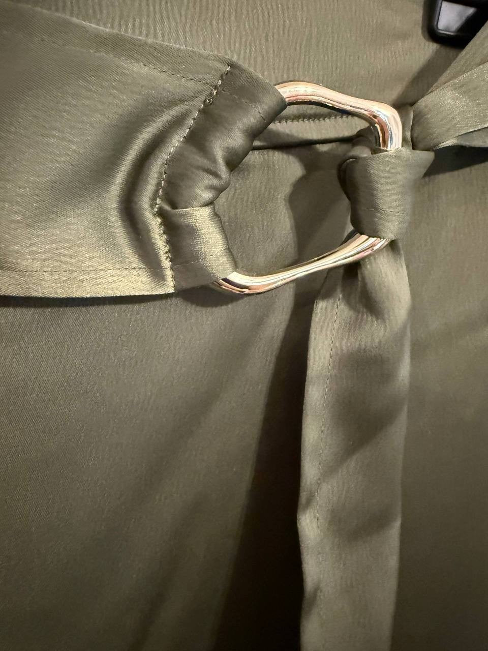 Anne Klein High‑Rise Belted Wide‑Leg Satin Pants – Olive– Size S–NWT–MSRP$99