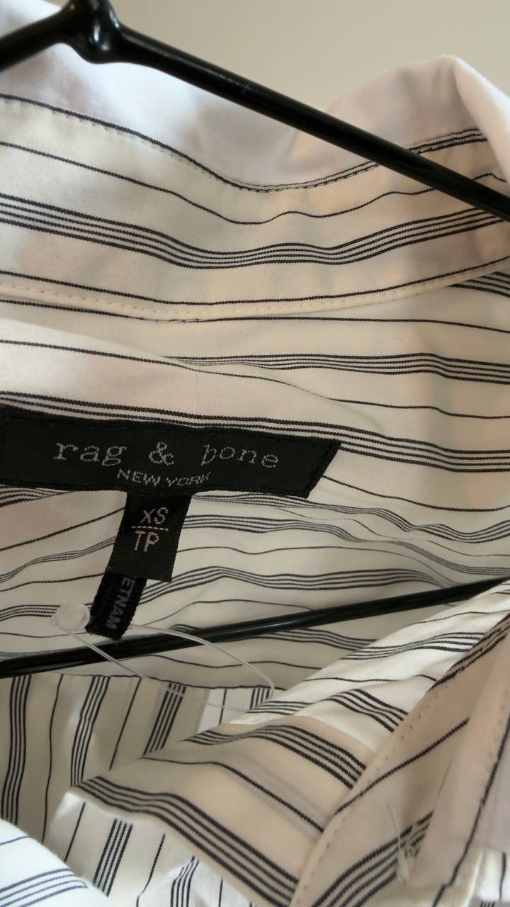 Rag & Bone Marin Stripe Layered Shirt Cream Stripe XS NWOT $278