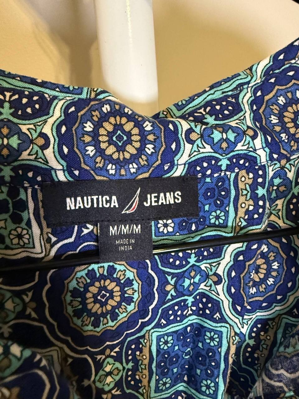 Nautical Jeans Geometric Print Button-Up Shirt – Size M – NWOT