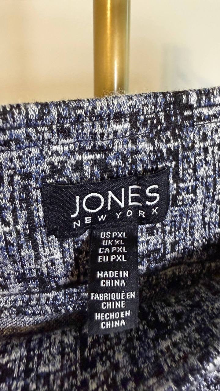 Jones New York Women’s Petite Printed Pull-On Straight-Leg Pants Navy PXL $79.50