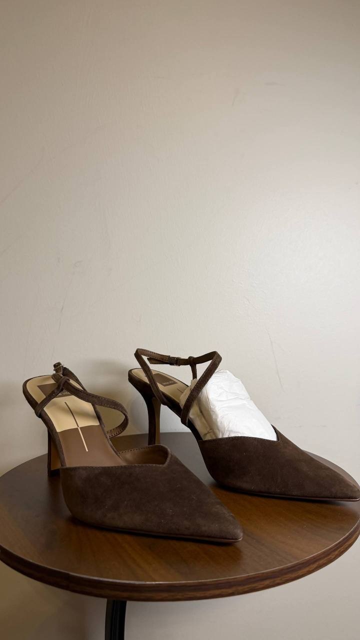 Dolce Vita Kamra Heels Dark Brown Suede Slingback Pumps 9M NWB MSRP $150