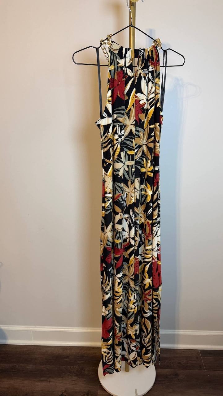 Anne Klein Printed Sleeveless Halter Midi Dress Floral Multi 4 NWT $119
