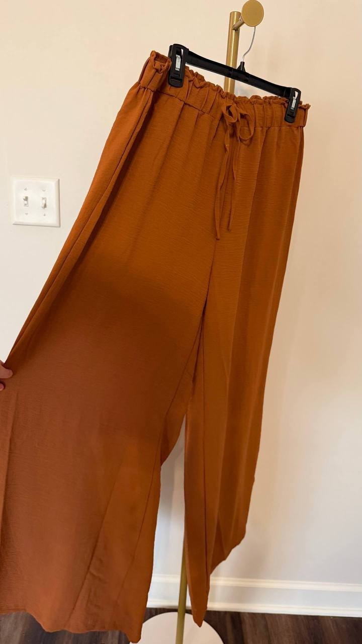 Cupshe Brown Drawstring Wide Leg Pants XL NWT Summer Casual Lightweight