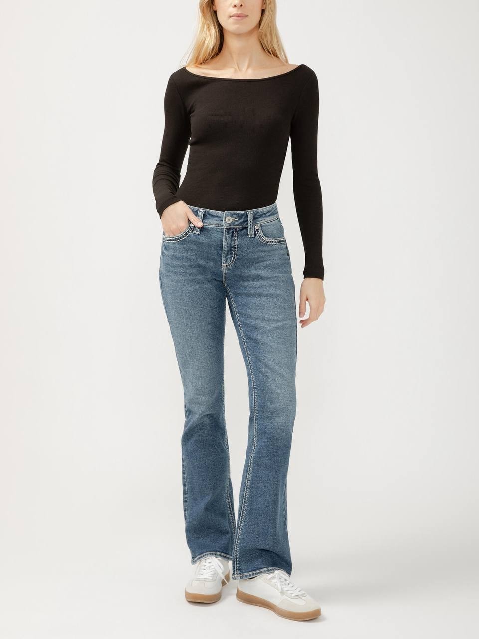 Silver Jeans Elyse Mid Rise Bootcut Jeans Sherbrook 12W 33 NWT $98