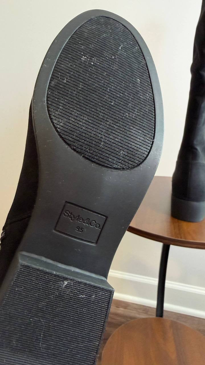 Style & Co Charmanee Tall Boots Black 9.5M Microfiber Man‑Made $79.90 NWOB