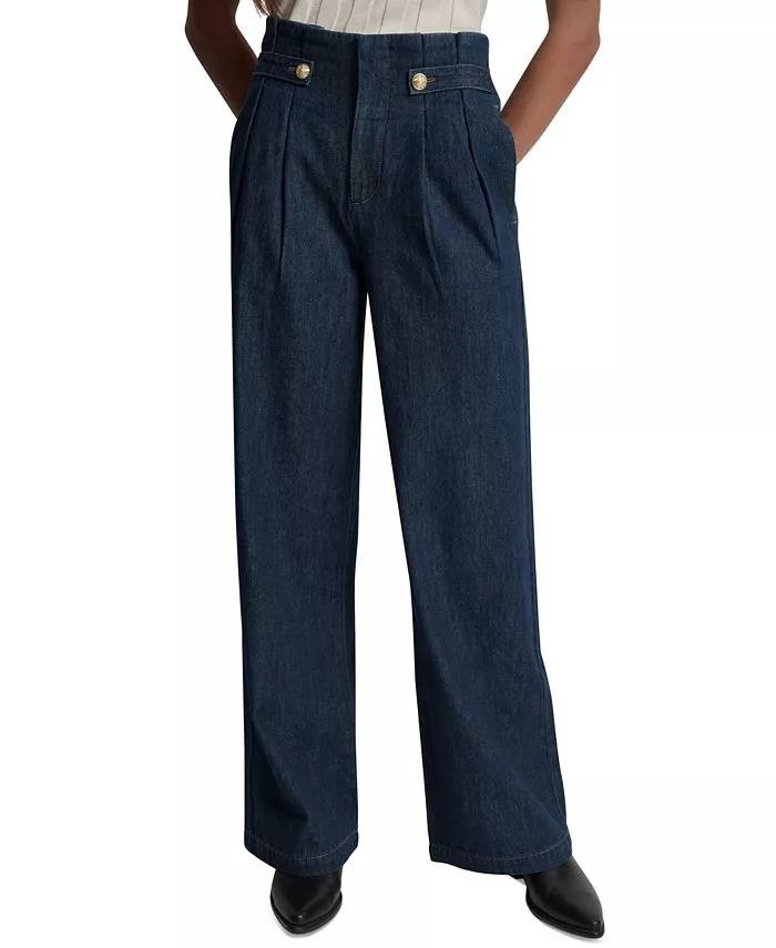 DKNY Jeans Wide Leg Denim Trousers Carmine Classic Fit Size25 NWT damage zip $99