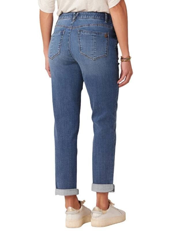 Democracy “Ab”solution Mid‑Rise Girlfriend Jeans Side Entry Blue 14 NWT $88