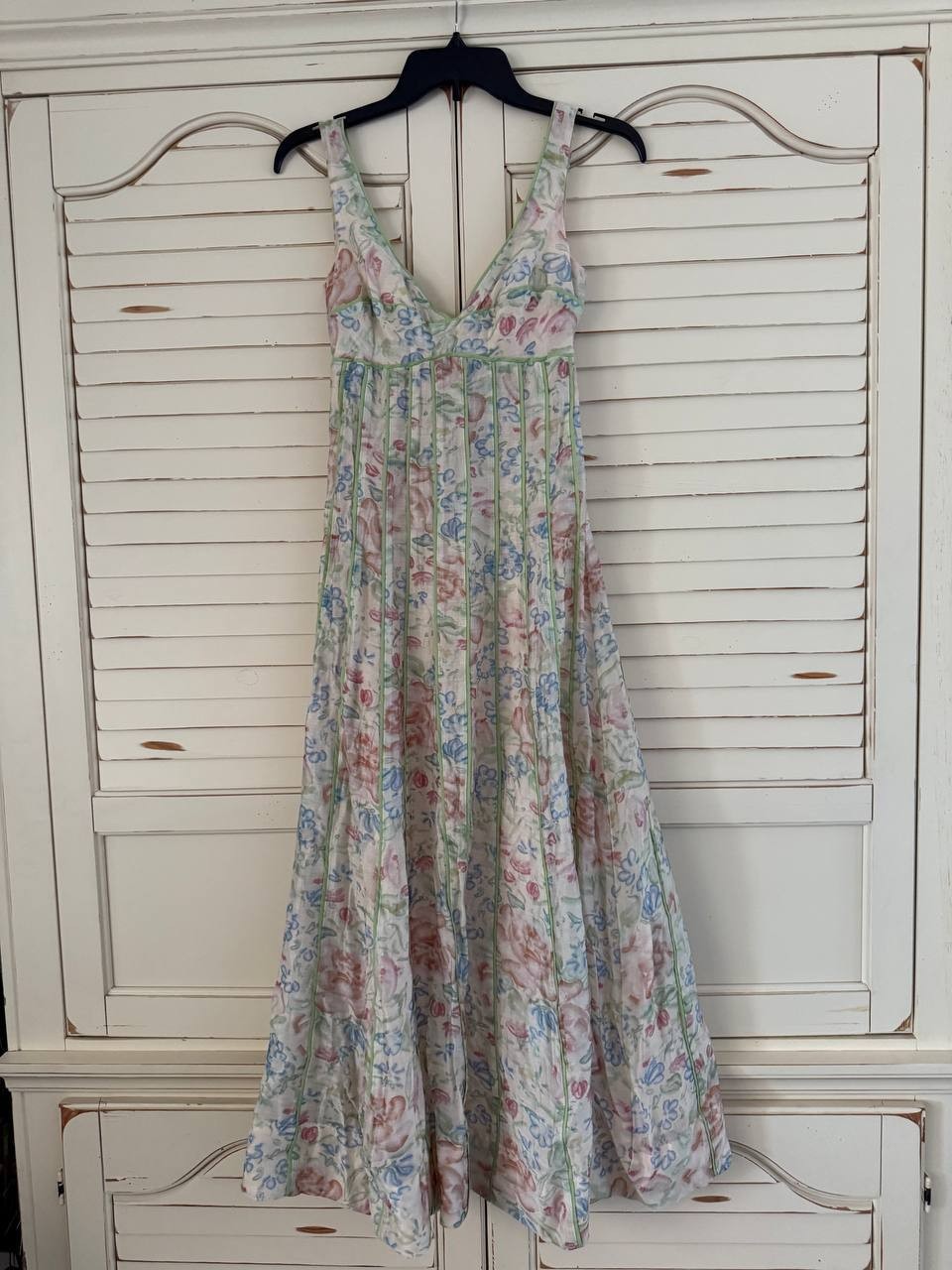 AQUA Floral Seamed Midi Dress Multi XS, Sweetheart Neckline, Sleeveless