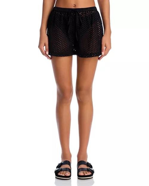 Solid + Striped Eyelet Nancy Shorts Black XS NWT $158