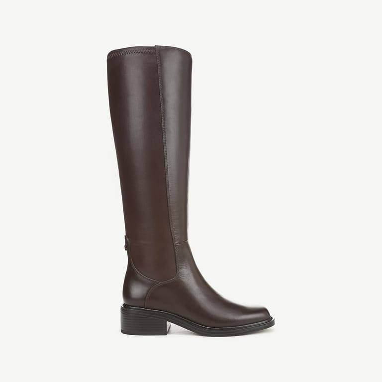 Franco Sarto Gisella Wide Calf Knee High Boots Brown 9M Leather $225 NWB