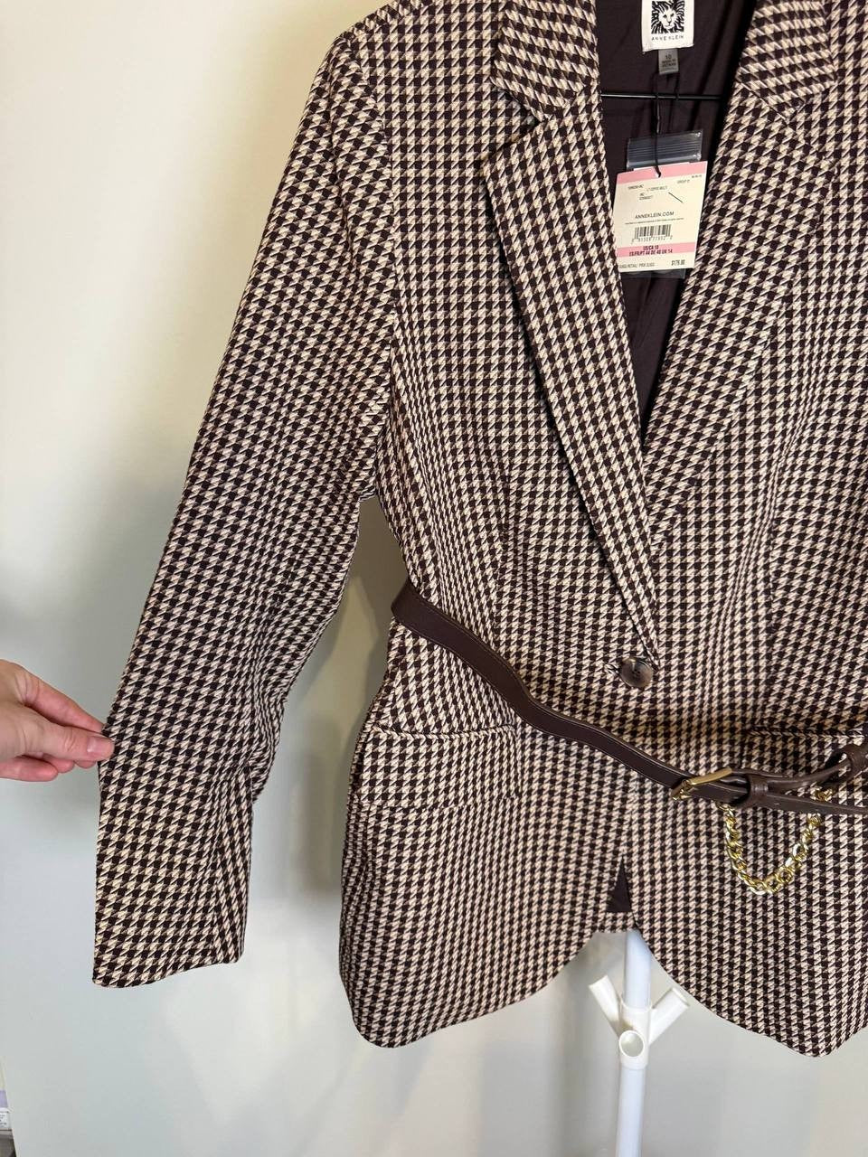 Anne Klein One‑Button Notch‑Collar Belted Jacket–Size10–LightCoffee–NWT–MSRP$179