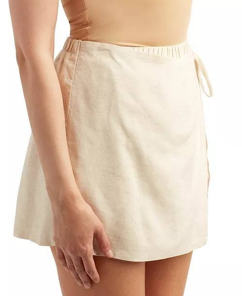 BCX Juniors' Wrap‑Front Skort Natural M NWT $39