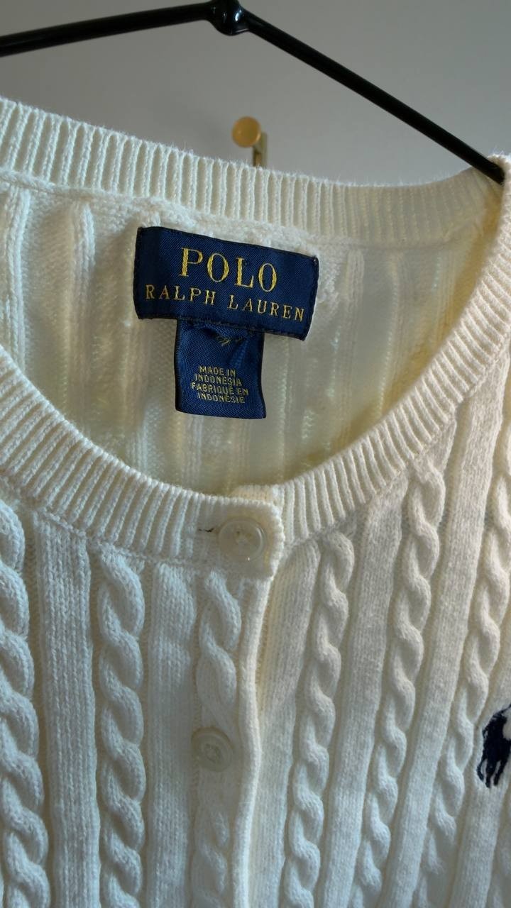Polo Ralph Lauren Textured Knit Button Cardigan Cream XXS $228