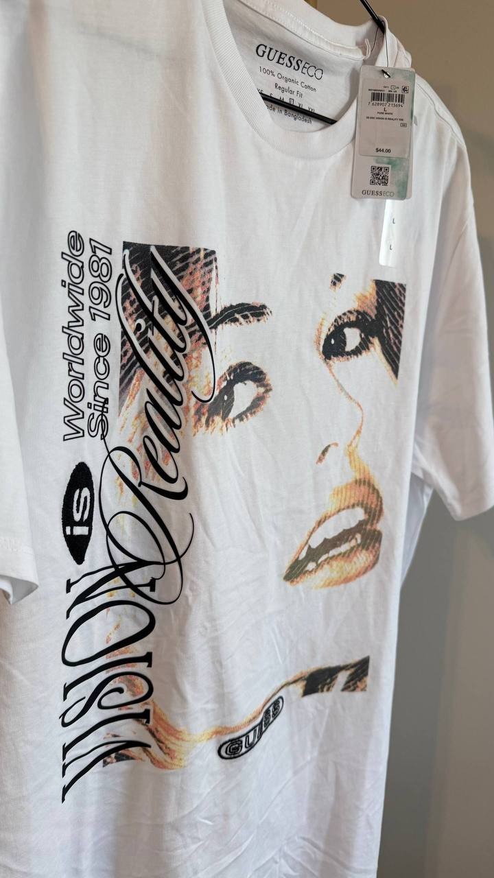 Guess Eco Men’s “Vision Is Reality” Graphic T‑Shirt L $44 NWT