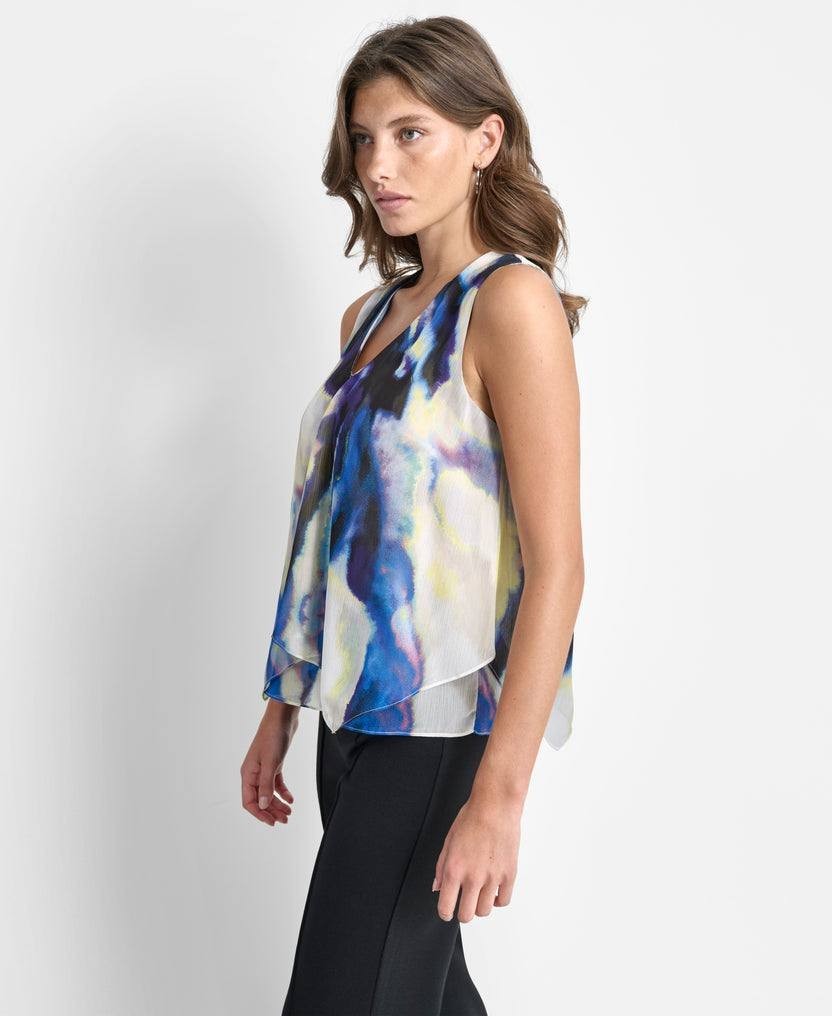 DKNY Short‑Sleeve Blouse –– Multicolor – NWT – $79