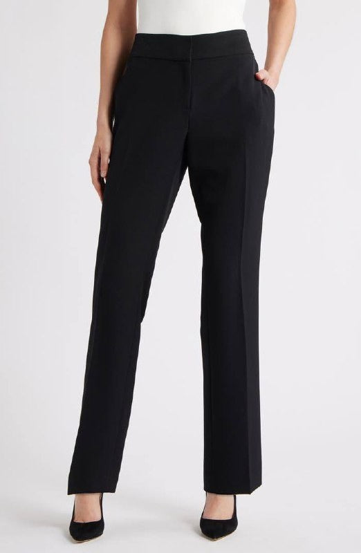 Kasper Ava Straight‑Leg Pants Black Size10P NWT Classic Workwear msrp$79