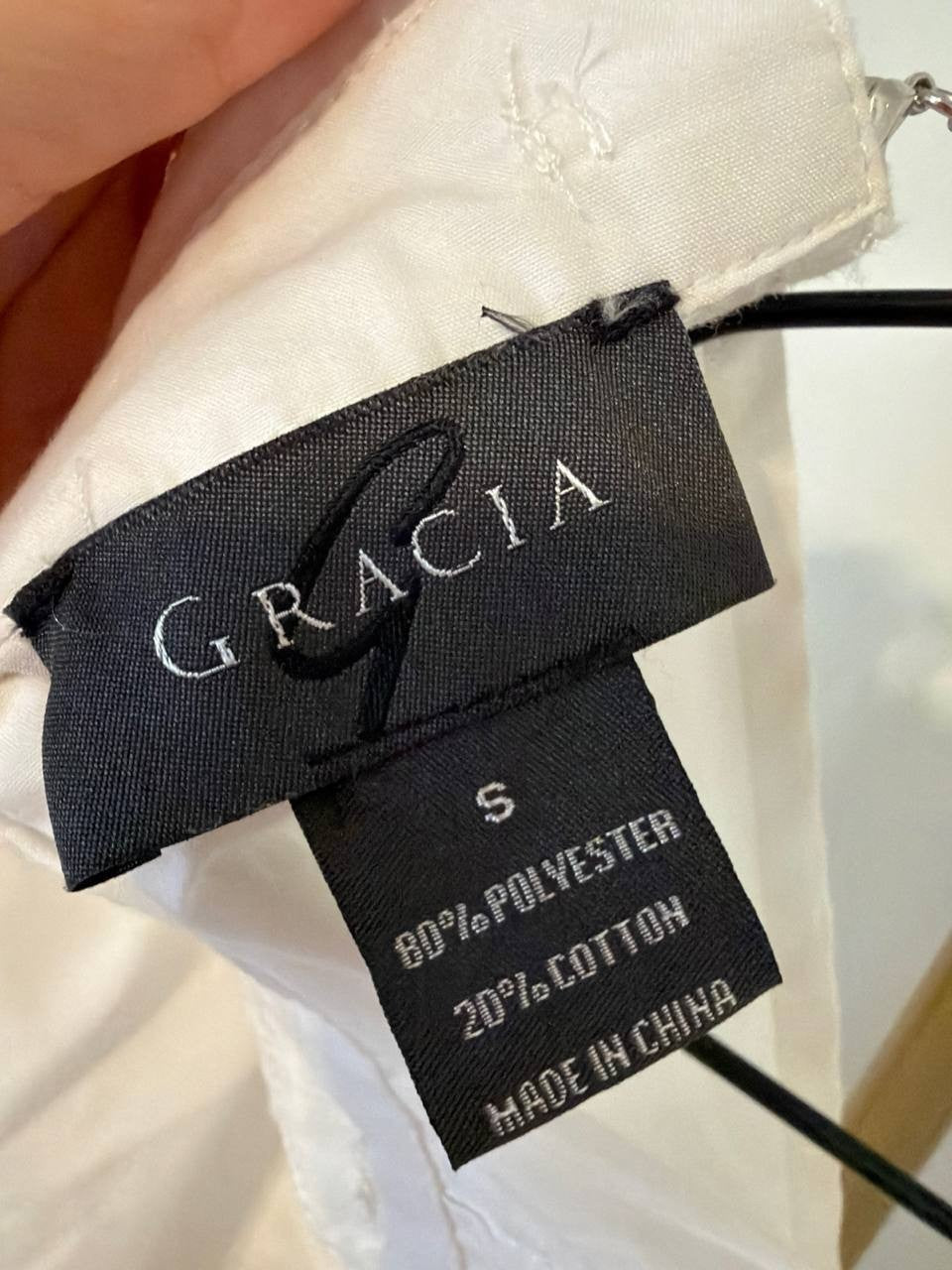 Gracia Big Bow Back Pearl Strand Top White S Pre-Owned