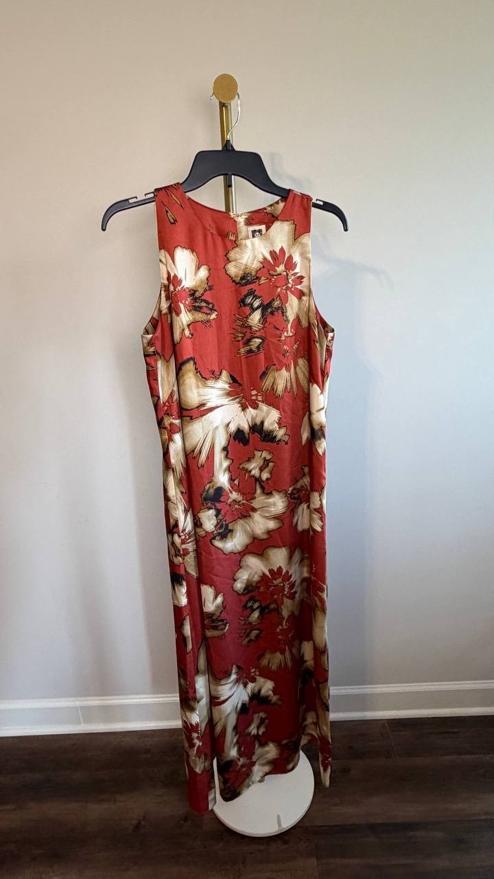 Anne Klein Petite Printed Sleeveless Midi Dress Red 6 NWT $129