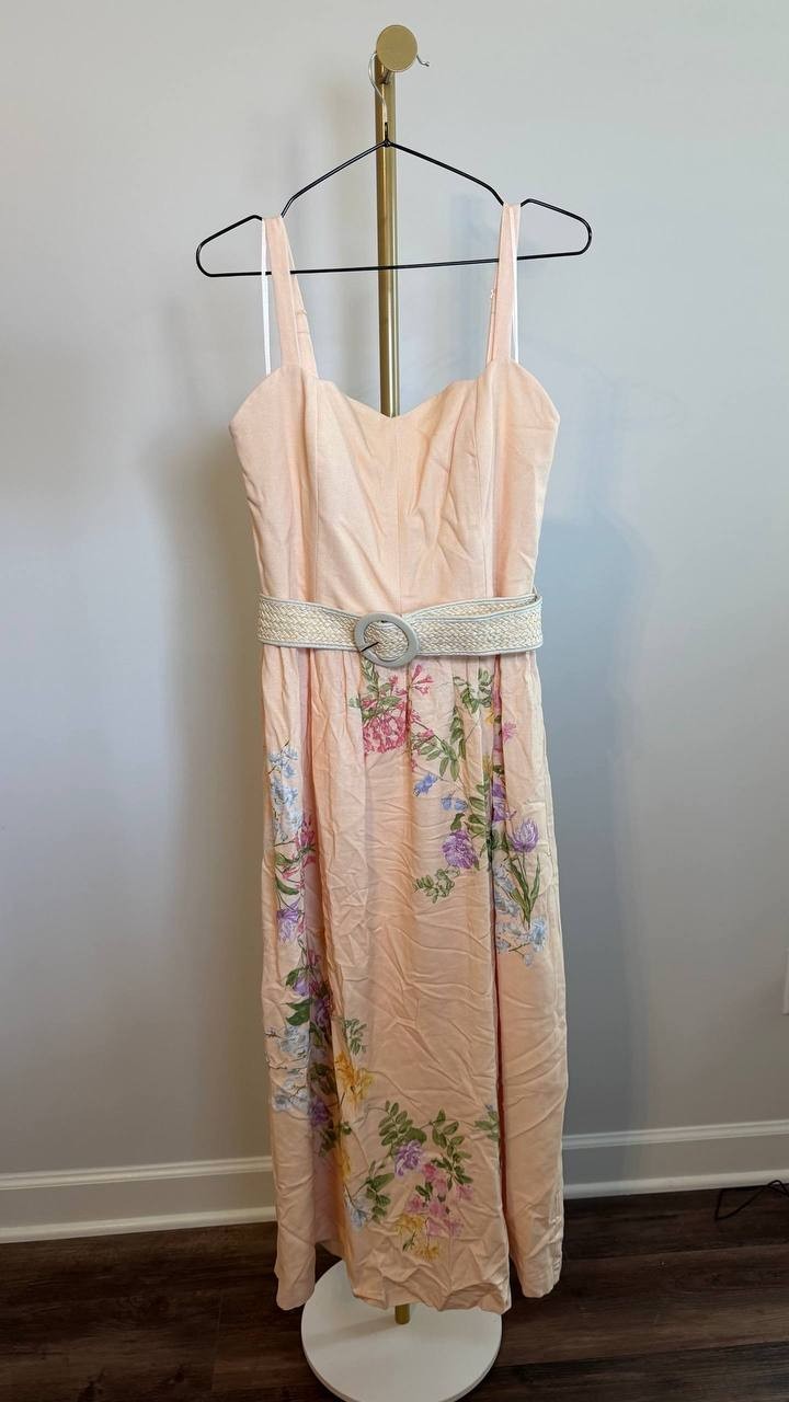 Taylor Petite Floral Print Midi Dress Scalloped Neck Size14 NWOT broken zipper