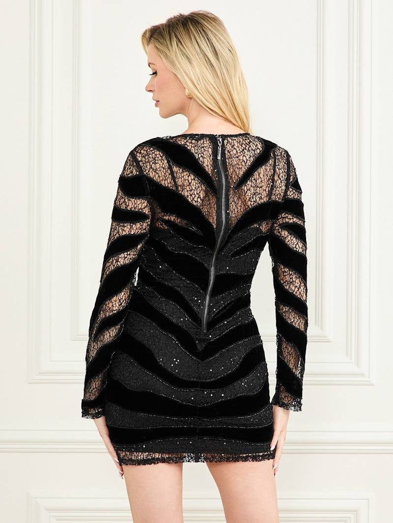 GUESS Marciano Black Sequin Lace Dress Size 2 Bodycon NWT MSRP 400 Women's