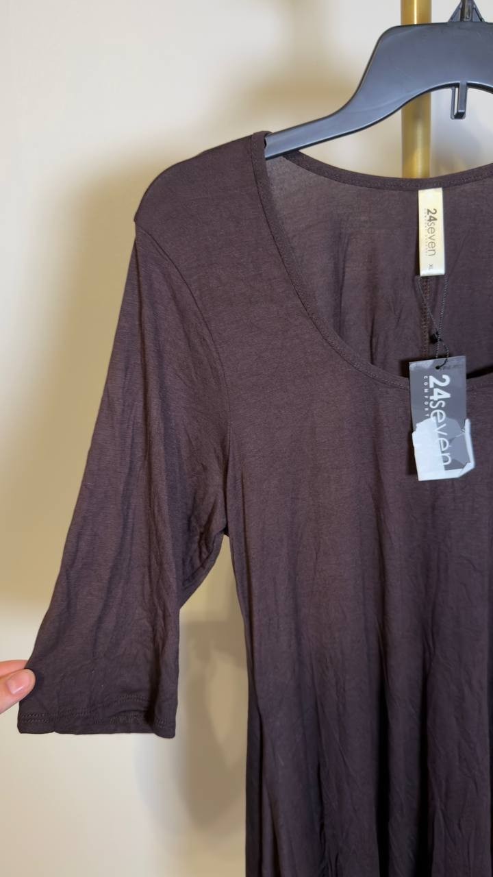 24seven Comfort Apparel Tunic Top Brown XL NWT $61