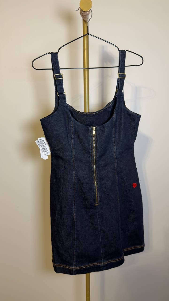 Avec Les Filles Heart Patch Applique Mini Dress Rinse Wash 8 NWT $138