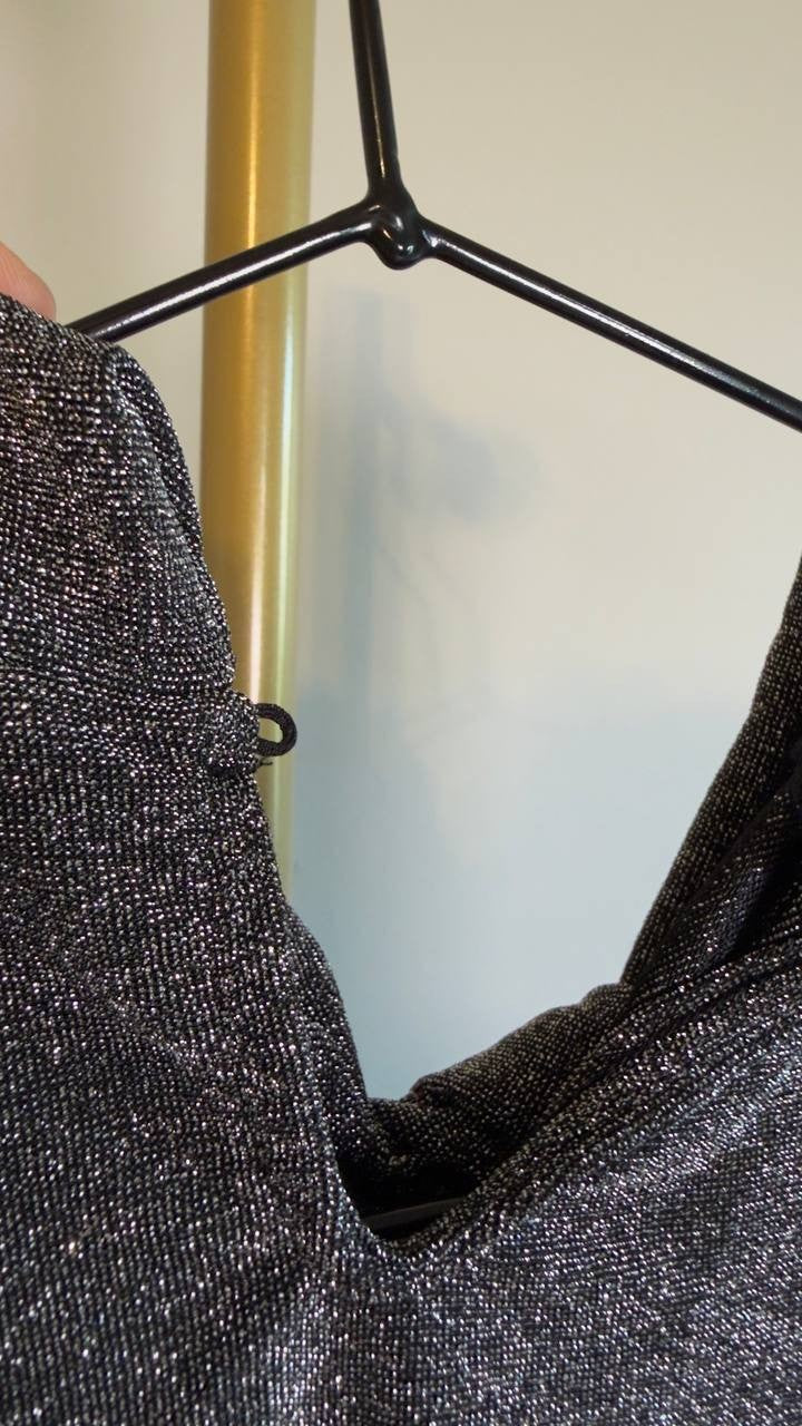 1.STATE Sleeveless Metallic Knit Top Rich Black S NWT $59