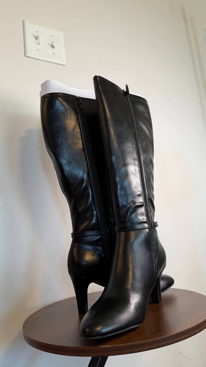 LifeStride Guild Knee High Dress Boots Black 7.5W Man‑Made $129.99 NWB