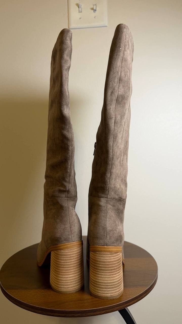 DV Dolce Vita Flapper Boots 7.5 Mushroom Fabric Knee‑High New Box msrp$89